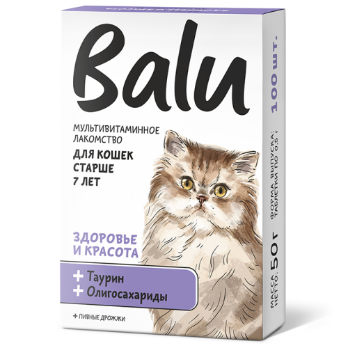 228002560 Лакомство мультивитаминное BALU для кошек старше 7 лет Здоровье и красота 100т
