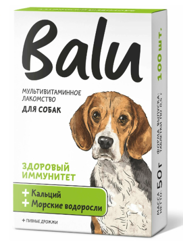 228002638, Лакомство мультивитаминное BALU для собак Здоровый иммунитет , 100 таб