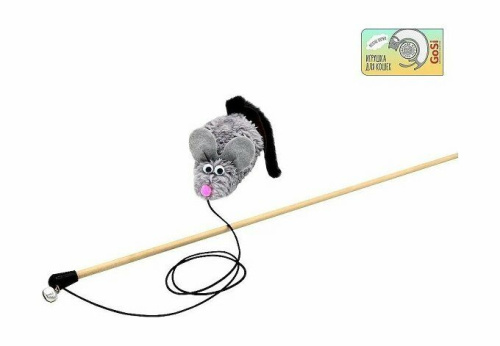 sh-07354 Махалка дразнилка Мышь-Полевка с ушами Серая с хвостом из нат.норки, флажок