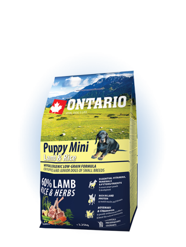 Ontario Puppy Mini Lamb&Rice Сухой корм для щенков мелких пород, с бараниной и рисом, 2.25 кг.