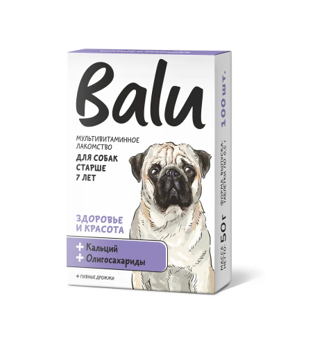 Лакомство мультивитаминное BALU для собак старше 7 лет Здоровье и красота