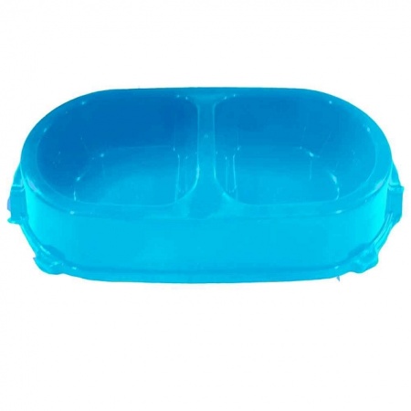 FAVORITE миска пластиковая двойная нескользящая 0,45л. голубая